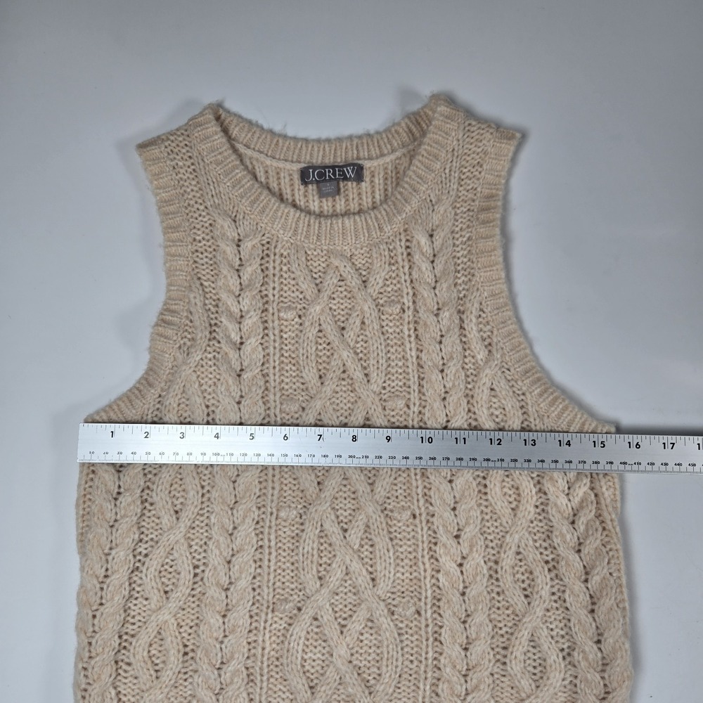 J.Crew Sweater Vest Small Beige Cable Knit Alpaca Wool Blend Sleeveless Pullover - Picture 5 of 6